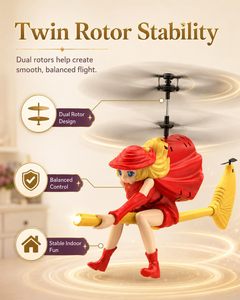 Hélicoptère télécommandé Dwi Dowellin <span class=keywords><strong>Flying</strong></span> <span class=keywords><strong>Witch</strong></span> pour enfants de 6 à 12 ans, drone balai magique lumineux avec maintien d'altitude et décollage à une touche - Product Image 5