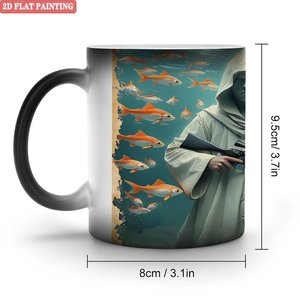 Custom Logo Blank Mug 11oz Frosted Black <b>Ceramic</b> Heat Sensitive <b>Cup</b> - Product Image 1