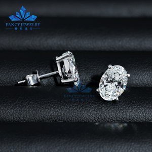 Joyería de lujo 14K 18K oro blanco 0,5-2 quilates HPHT CVD corte ovalado laboratorio cultivado diamante Stud pendiente Push Back con IGI GIA certificado - Product Image 4