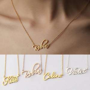 Collana con nome personalizzato con ciondolo in acciaio inossidabile collane in oro placcato gioielli di moda regalo per uomo donna - Product Image 2