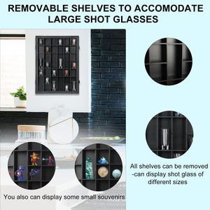 خزانة عرض كؤوس الشوت 2026، خزانة خشبية كبيرة مع رفوف، حامل مع باب زجاجي أكريليك، صندوق تخزين كؤوس الشوت مع أرفف قابلة للإزالة - Product Image 3