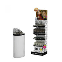 Support de présentation au sol en carton ondulé pour cosmétiques, rouge à lèvres et cils, personnalisé OEM, contemporain, noir, haut de gamme