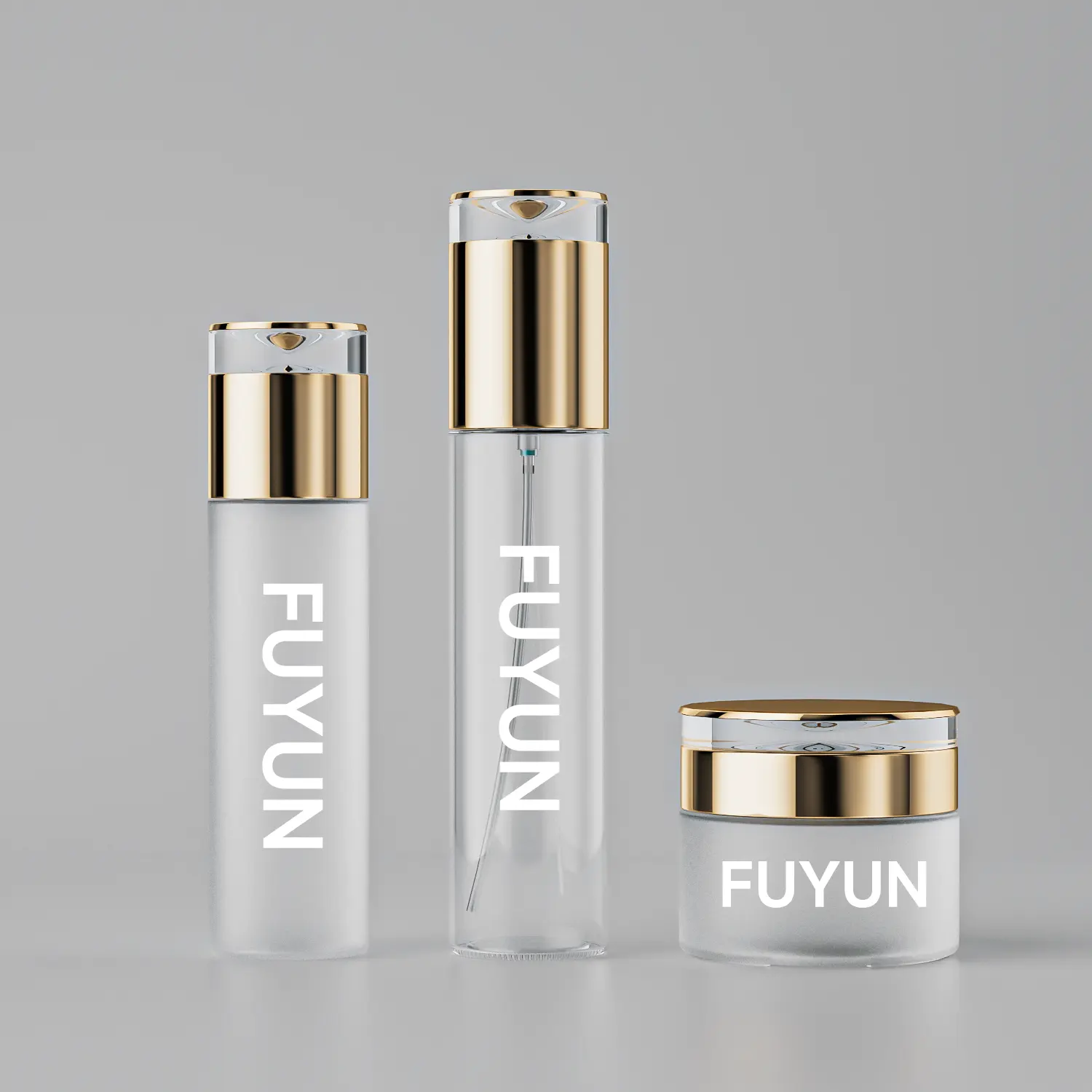 Fuyun-botella vacía de tóner de alta calidad, frasco de vidrio verde esmerilado para cuidado de la piel, suero de maquillaje verde, espray de vidrio