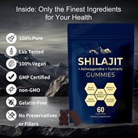 Complément alimentaire en gummies d'or de Shilajit de l'Himalaya pur et naturel de haute qualité, marque privée OEM/ODM, 1000 mg avec ashwagandha, pour l'agrandissement