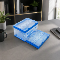 Caisse de rangement pliable avec couvercle, panneau transparent, en plastique, pliable, organisateur de maison, empilable, boîte de rangement pour chambre à coucher, placard