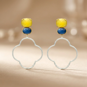 Pendientes de latón con gemas, hechos a mano, étnicos, chapados en oro, estilo bohemio, para fiesta, a la moda. - Product Image 2