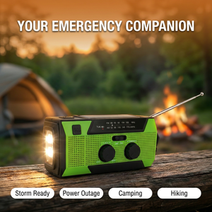Radio solaire d'urgence 5000 mAh avec lampe de lecture et manivelle AM/FM pour le camping, la randonnée et la pêche (OEM/ODM) - Product Image 6