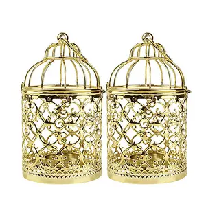 Sınır ötesi avrupa tarzı altın kaplama metal zanaat ürünleri ev dekorasyonu düğün sahne kuş kafesi şekilli mumluklar