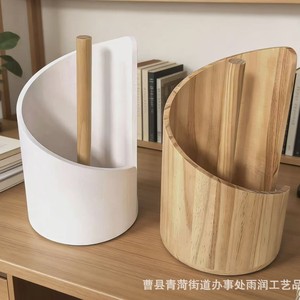 Wooden <b>Kitchen</b> <b>Paper</b> Towel Holder Round Desktop Storage Rack Natural Wood Color Eco Friendly <b>Kitchen</b> Organizers - Product Image 5