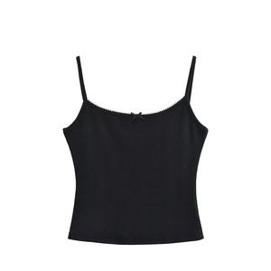 Kadın rahat üç parçalı Set uzun kollu hırka üst diz boyu sıska örme sahip kelebek yay ince omuz askısı - Product Image 4