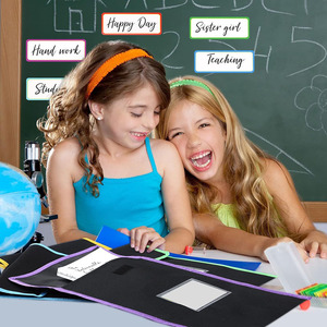 Bolsa <span class=keywords><strong>para</strong></span> Libros de Nailon Grande con Bolsillo Transparente <span class=keywords><strong>para</strong></span> Etiquetas de Nombre, Ribete de Color Neón, Bolsa de Lectura Negra con Asa Cosida, Material Escolar <span class=keywords><strong>y</strong></span> de Oficina - Product Image 4