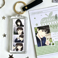 Porte-clés transparent 1x3 pour photos, avec sangle en cuir, support photo, porte-clés en acrylique, cadeaux DIY d'anniversaire