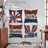 AVOIN Colorlife Let Freedom Ring Stars Fireworks USA Flag Patriotic Red White Flower Coussin en polyester avec fermeture éclair 18x18 pouces