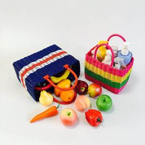 ถุงใส่ตะกร้าถักไหมพรมหลอดพลาสติก PP สีสำหรับชายหาดกันน้ำแบบดั้งเดิมตามฤดูร้อน - Product Image 4