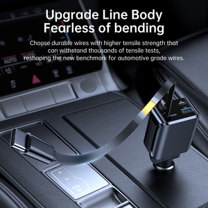 Chargeur de voiture rétractable 4 en 1 réglable à 180 degrés, charge rapide PD, câbles doubles USB Type C pour iPhone Samsung, accessoires de voiture - Product Image 4