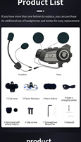 Intercom pour casque de moto S3PLUS avec caméra 2K, batterie 5.1 2000mAh, portée 1500-2000m, WiFi pour 6 motards, étanche IP65