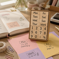 Ensemble de tampons en caoutchouc en bois avec chiffres et dates, tampons réutilisables à prise facile pour la création de cartes pour enfants, le scrapbooking, le journaling, les fournitures scolaires