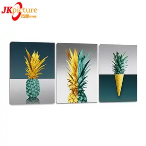 kitchen dining room Wall decor Golden pineapple wall pictures Artwork Abstract canvas art print fruit painting