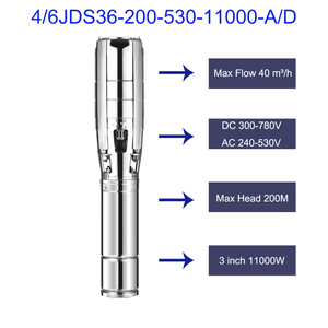 Pompe submersible solaire AC en acier inoxydable 15 CV, haute pression 200 m, pour puits profond, 11 kW - Product Image 2