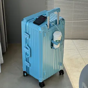 带铝框的大容量行李箱户外拉杆箱24/26/28/30英寸带杯架和制动器的行李箱