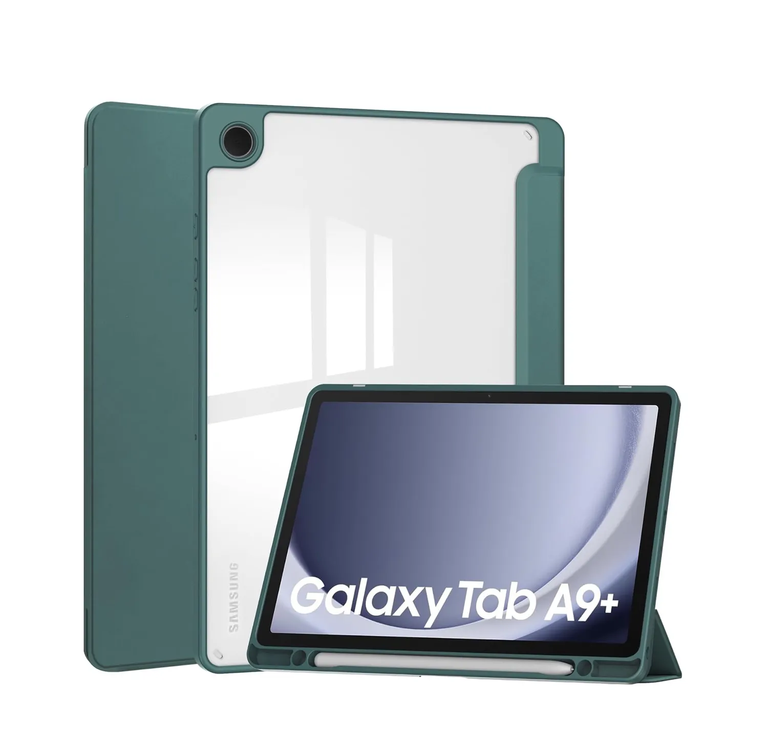 Прозрачный чехол для Samsung galaxy tab A9 + plus с подставкой и держателем для карандашей