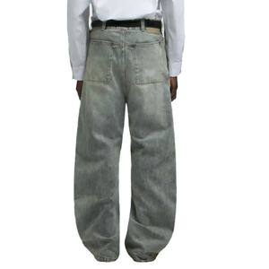 Jeans pour hommes personnalisés en usine, style streetwear hip-hop décontracté, coupe baggy, délavé à la pierre, coupe scimitar ample - Product Image 6