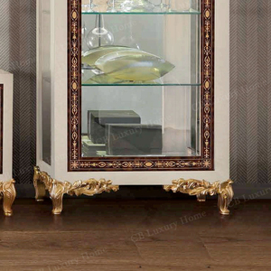 Vitrina de Lujo Real de Una Puerta, Tallada a Mano en Madera y Vidrio, para el Hogar, Sala de Estar - Product Image 3