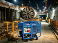 Générateur diesel 10 kW monophasé triphasé, puissance égale 11 kW max, bicylindre, refroidissement par air, démarrage électrique, châssis ouvert, 230 V, 1800 tr/min