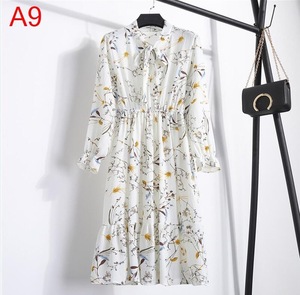<span class=keywords><strong>2021</strong></span> vestidos de otoño para mujer bohemios de manga larga de talla grande Vestido camisero de gasa lazo blanco Floral Boho Club vestido de fiesta invierno 3XL - Product Image 5