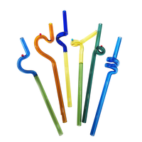 Nouvelle paille en verre transparente de 8 pouces, colorée, réutilisable, de haute qualité, à forme anormale, pour bouteille d'eau, vente en gros, très demandée