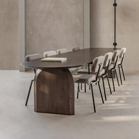 Juego de Comedor Ovalado de Madera Maciza para 4 Personas Atunus de Estilo Nórdico Minimalista y Elegancia Francesa