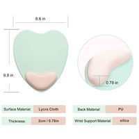Tapis de souris ergonomique vert avec repose-poignets en gel de soutien et base en PU antidérapante mignon tapis de souris drôle en forme de coeur pour ordinateur
