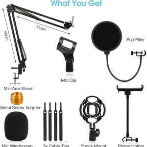 Support de microphone professionnel NB-35 durable avec bras articulé, filtre anti-pop et suspension antichoc pour studio et podcast – <span class=keywords><strong>Kit</strong></span> micro de bureau - Product Image 2
