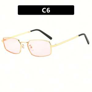 Lunettes de soleil punk rectangulaires en métal style rétro 2025, protection UV400, petite monture carrée, pour femmes et hommes - Product Image 6