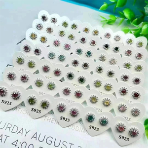 Bông tai đá quý Garnet & Peridot tự nhiên bán buôn, đá pha lê tự nhiên trị liệu, thiết kế tròn khắc, quà tặng cưới - Product Image 6