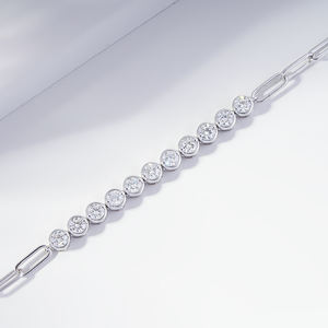 Starsgem Luxury Unisex 1ct 2.9mm Round Brilliant Cut Lab Grown <b>Diamond</b> 18K White Gold <b>Bracelet</b> - Product Image 6