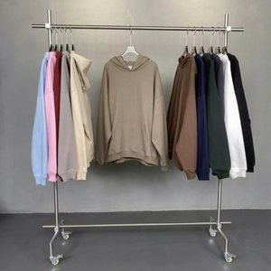 Unisex Oversized Hooded Sweatshirt Solid Color Pocket Long Sleeve Casual Autumn Cotton French Terry Fit Regular Length 2027 - Product Image 5