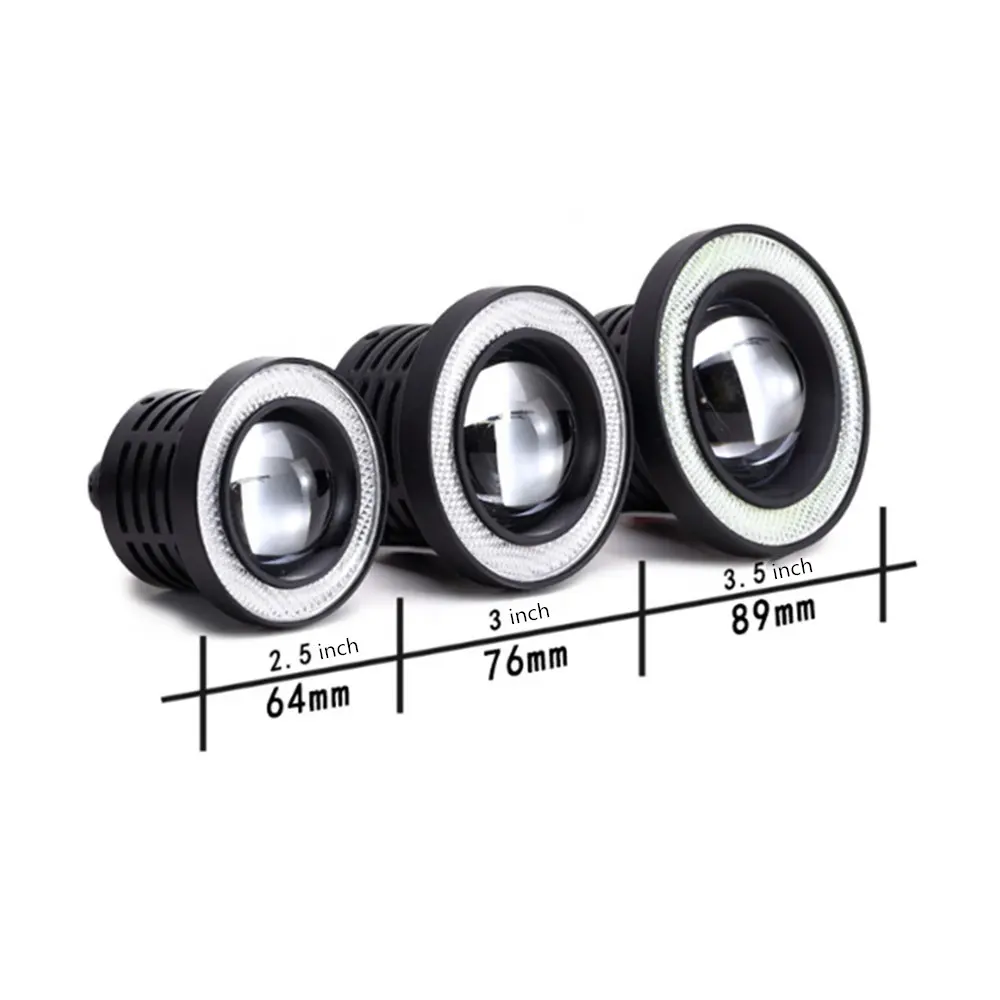 LED Angel Eyes Halo anello fendinebbia per auto da corsa diurna 64mm 76mm 89mm DRL 2.5 pollici 3 pollici 3.5 pollici ACE-208095A