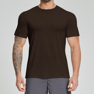 Nuovissima Maglietta a Maniche Corte in <span class=keywords><strong>Lana</strong></span> Merino per <span class=keywords><strong>Uomo</strong></span>, Alta Qualità, Delicata sulla Pelle, Morbida, con Spacchetti Laterali, Collo a O, Traspirante, per Fitness e Sport - Product Image 3