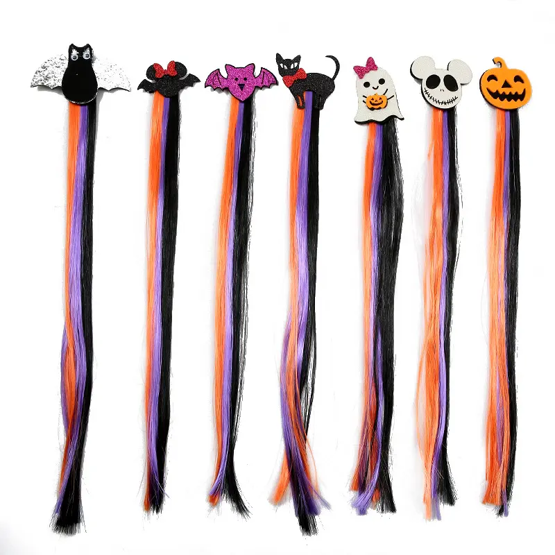 IFOND nuevo diseño Halloween brillo gato y murciélago pinza para el pelo pasador dibujos animados calabaza pinzas para el cabello para niños