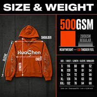 Boxy Fit Übergroßer Zip-Hoodie für Herren Distressed Applikation Rohe Kanten 500gsm Schwergewicht Streetwear Individuell Bestickt mit Strass