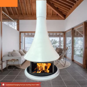 Chimenea Colgante de Lujo de Acero para <span class=keywords><strong>Fuego</strong></span> Real, Estufa Decorativa de Leña Personalizada Tipo OVNI para Interiores, Ideal para Villas y Casas de Huéspedes - Product Image 3