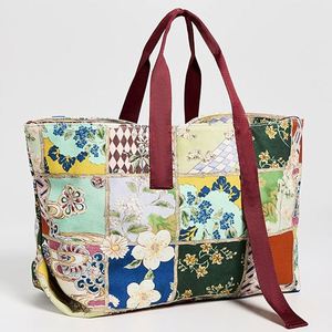 Women's Cotton <b>Canvas</b> Handbag Large Capacity Open Top Weekender Tote Bags Custom Floral Embroidery Printed Spring Summer Autumn - Product Image 4