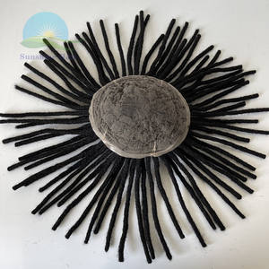 Piezas de cabello afro para <span class=keywords><strong>hombre</strong></span>, pelucas de rastas largas de densidad pesada Remy indio para <span class=keywords><strong>hombre</strong></span>, negro Natural - Product Image 4