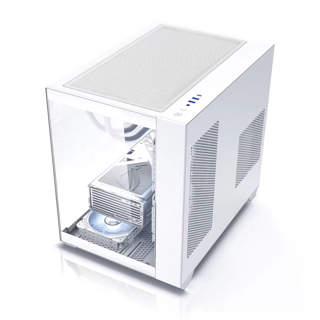 ZeroMaster Full Tower PC Cases Tempered Glass 360 Water Cooled RGB Gaming Computer Transparent MicroATX 6 Power Fan