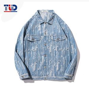 <span class=keywords><strong>Trendy</strong></span> Fashion Washed Classic Casual Blue Slim Fit strappato Trucker Jean Coat Mens Distressed Denim Jacket - Product Image 6