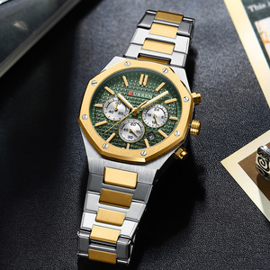 Montre à quartz de luxe Curren 8440, boîtier en acier inoxydable, bracelet en cuir, chronographe, étanche, best-seller pour hommes - Product Image 3