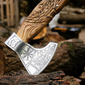 Wholesale Customized <b>Viking</b> <b>Axe</b> Pizza Cutter with Stainless Steel Blade and Leather Sheath OEM/ODM Available <b>Viking</b> <b>Axe</b> Custom - Product Image 2