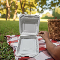 Umweltfreundliche Biologisch Abbaubare Wiederverwendbare Mikrowellengeeignete Klappbox MFPP Behälter mit Scharnierdeckel Hamburger-Box PFAS-Frei Weiß Schwarz Modern