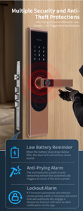 Cerradura Inteligente WiFi con Huella Dactilar TYSH Tuya/TTlock para Puertas de Madera con <span class=keywords><strong>Puerto</strong></span> de Carga de Emergencia para Apartamentos, <span class=keywords><strong>Hoteles</strong></span> y Hogares - Product Image 6